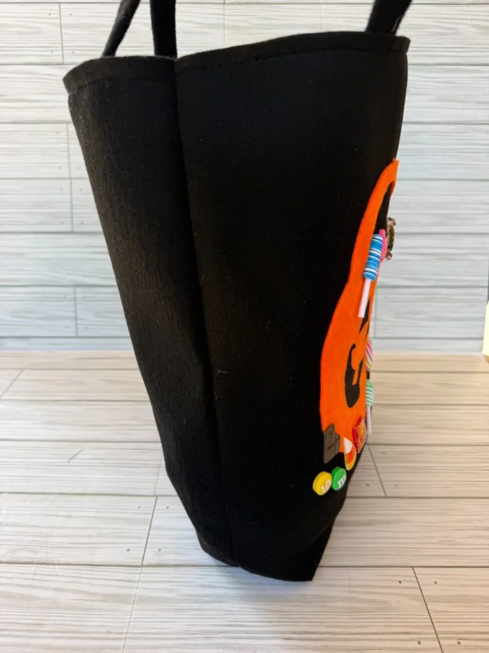 Pumpkin Halloween Treat Bag, Handmade Felt Trick or Treat Bag, Kids Halloween